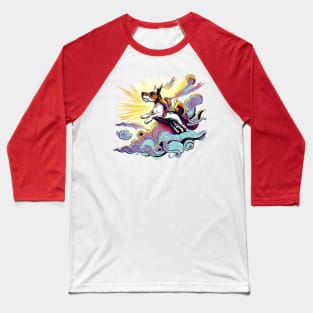 Flying Jack Russell Terrier Cape Art Baseball T-Shirt